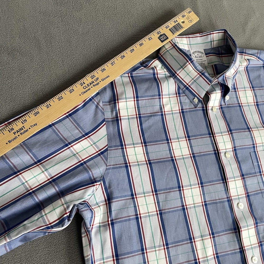 Brooks Brothers Men's 1818 Regent Supima Cotton Oxford Shirt Size XL Blue Plaid - Picture 7 of 8